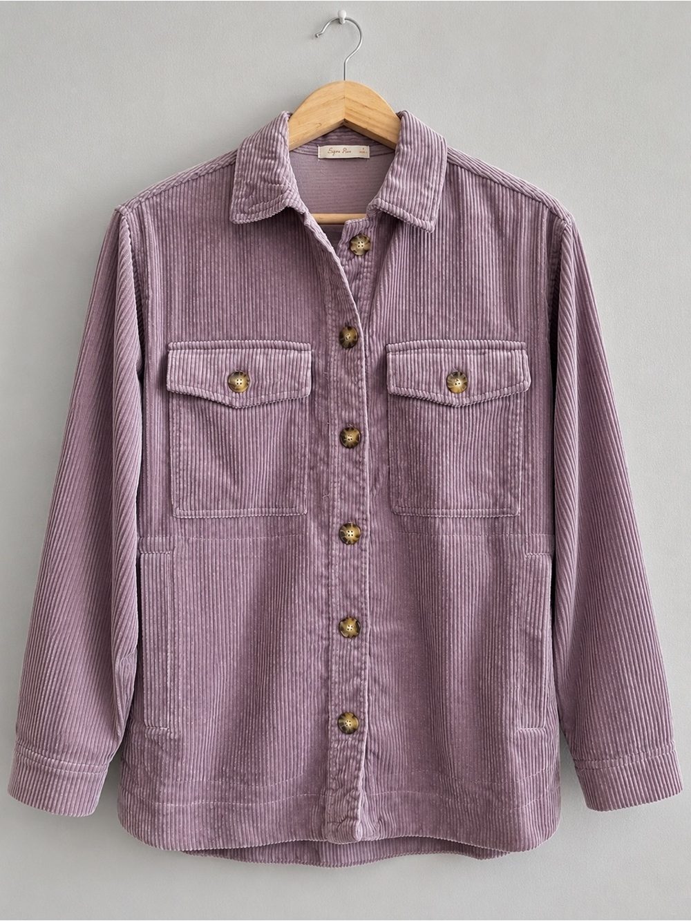 Sugar Rain Corduroy Shacket Jacket Women’s Small LightLavender Button Front